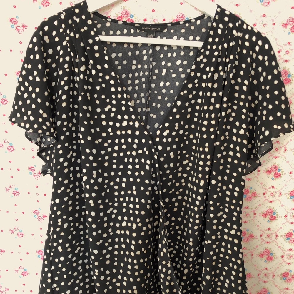Banana Republic Faux Wrap Flutter Sleeve Blouse